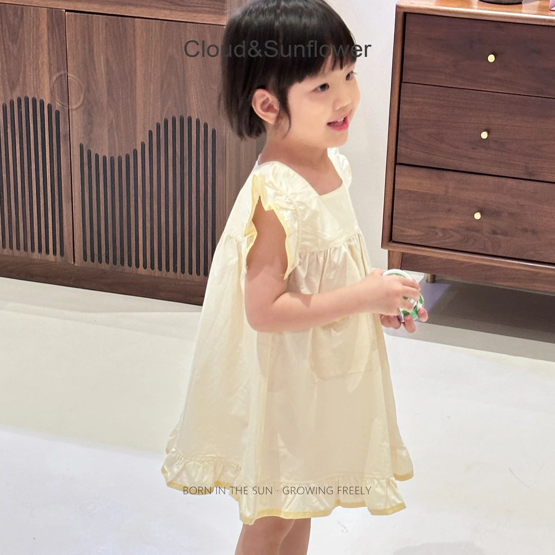 【云朵小葵】女童夏季爱心小兜飞袖休闲连衣裙1114000