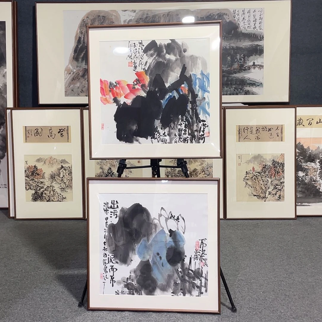 国画手绘画作品带框发货