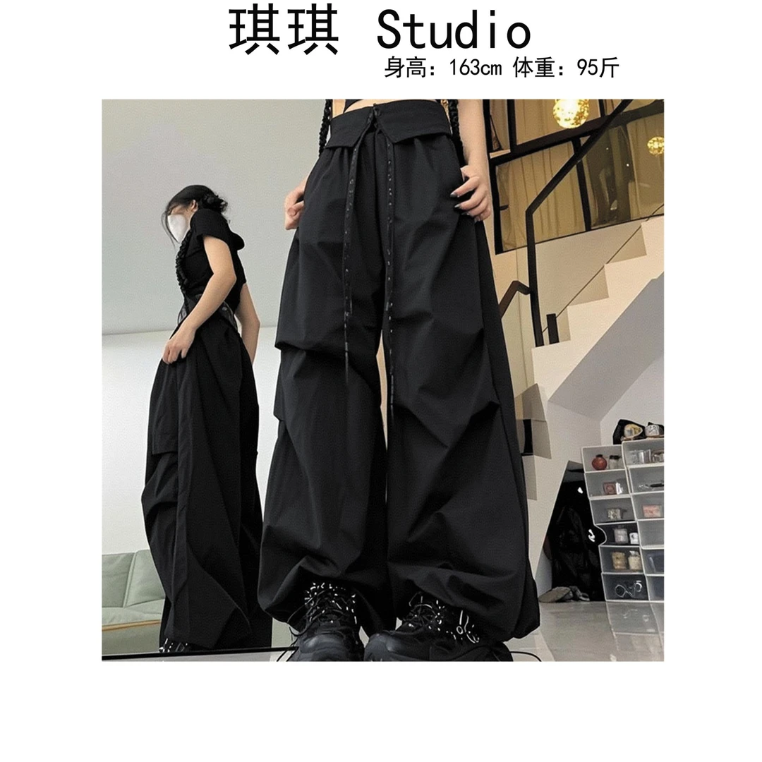 《琪琪家》夏季新款重工设计感美式复古宽松显瘦减龄休闲裤8914-CS