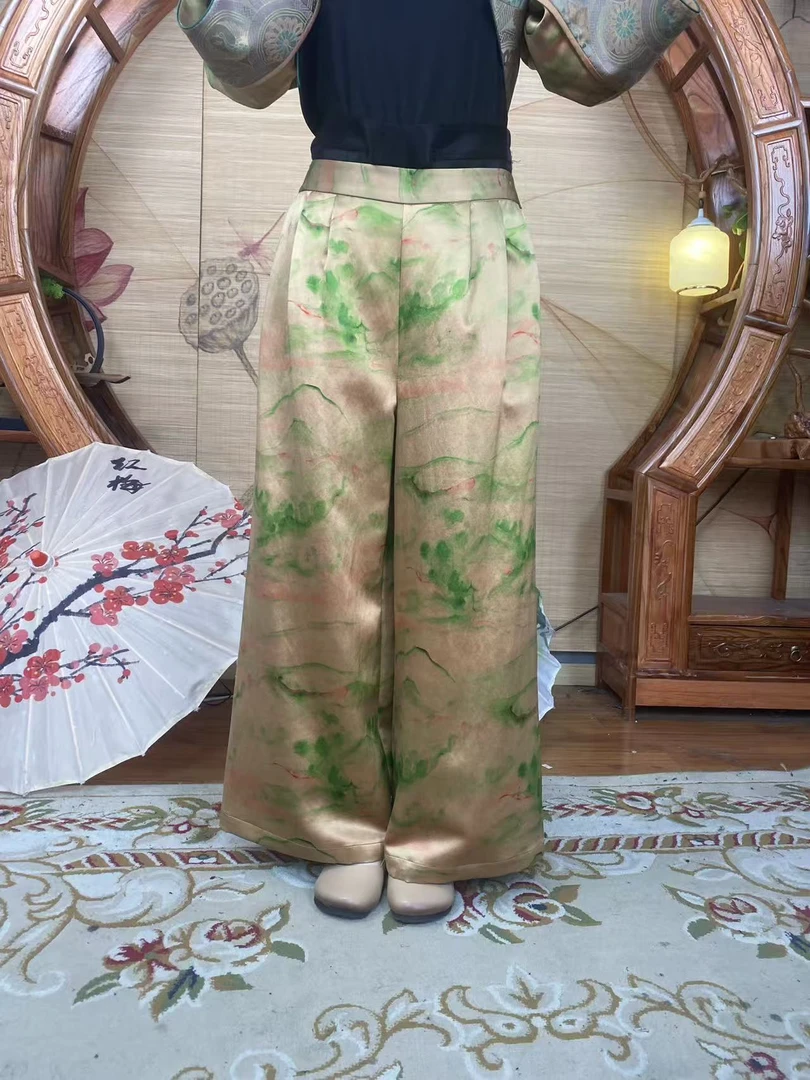 60姆米千里江山裤子100桑蚕丝款香云纱