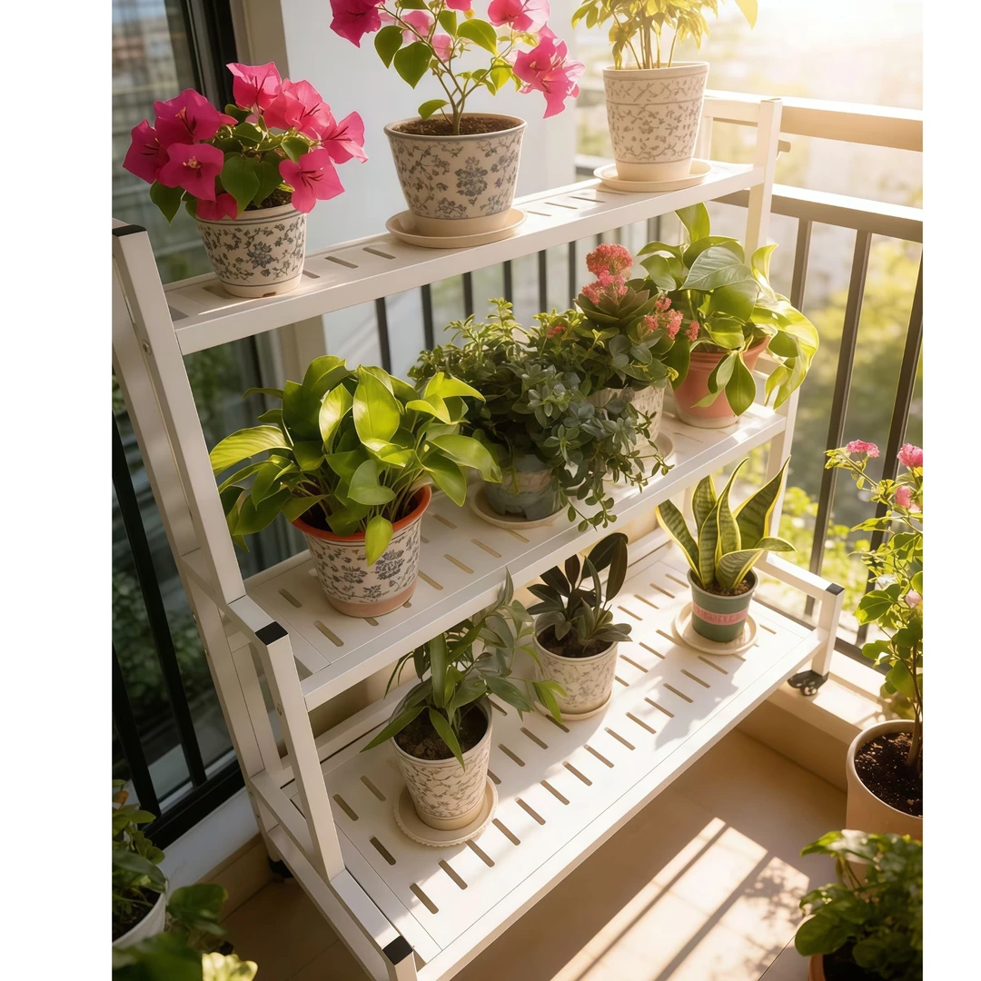 轻奢多层花架落地式室内阳台客厅花盆展示置物架锌钢烤漆防腐防锈