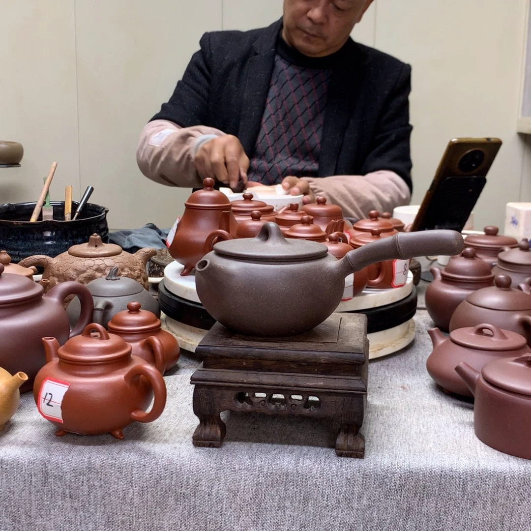 茶壶紫泥侧把壶半手工制作