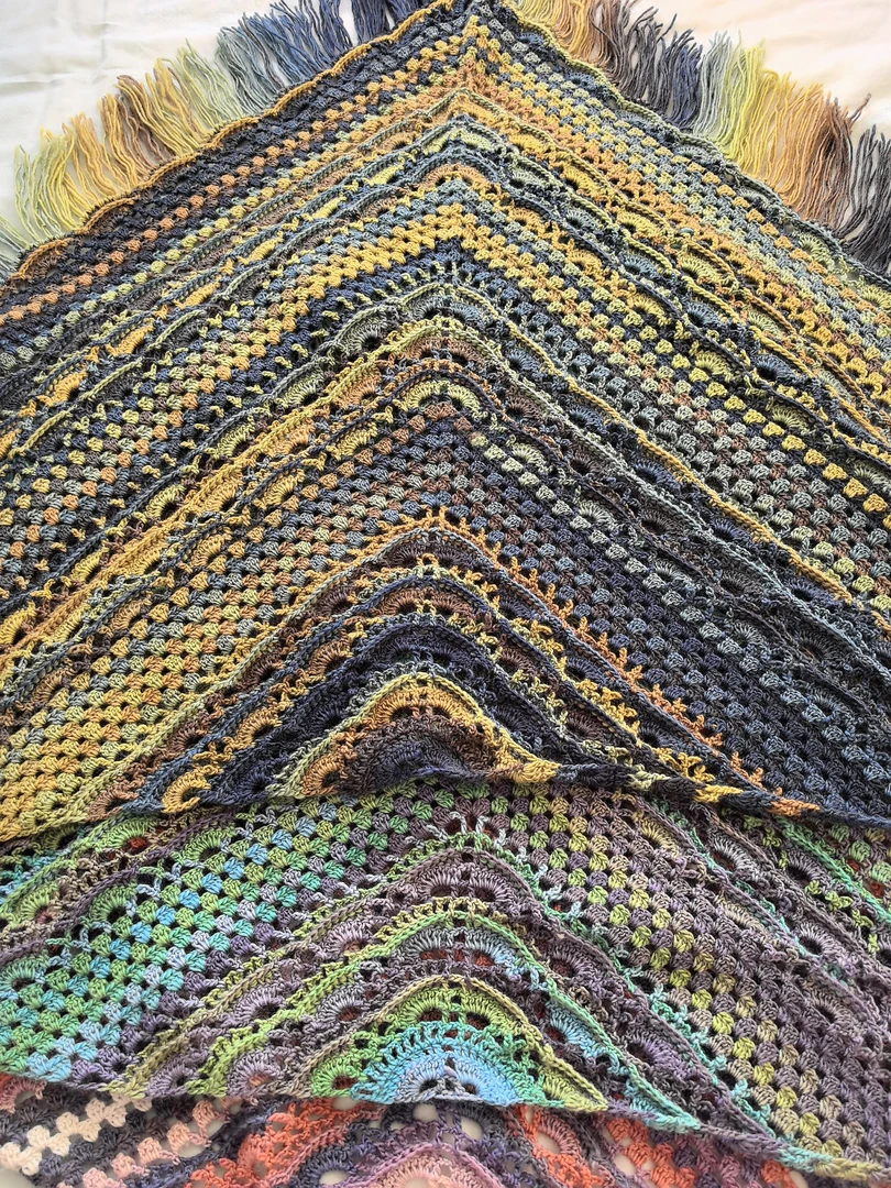 手工编织披肩钩织手染羊毛线渐变段染玩毛线批肩针织彩色渐变色