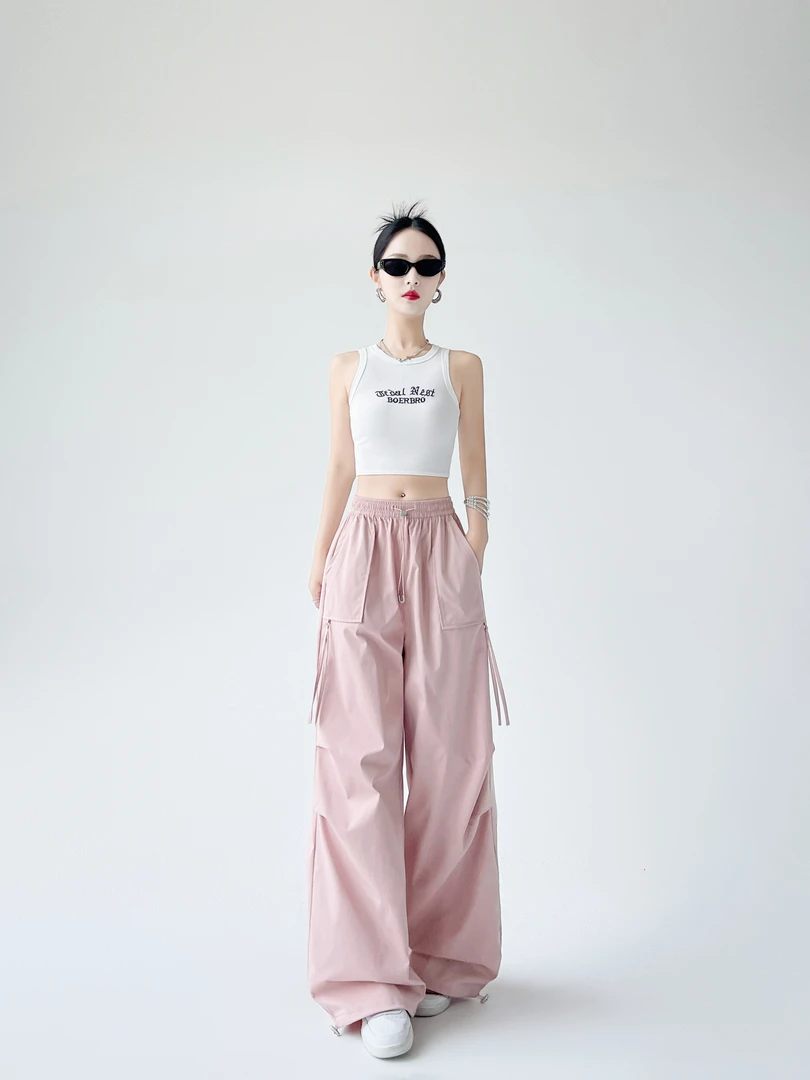 夏季薄款透气欧若风窄版直筒工装裤休闲裤登山跳舞