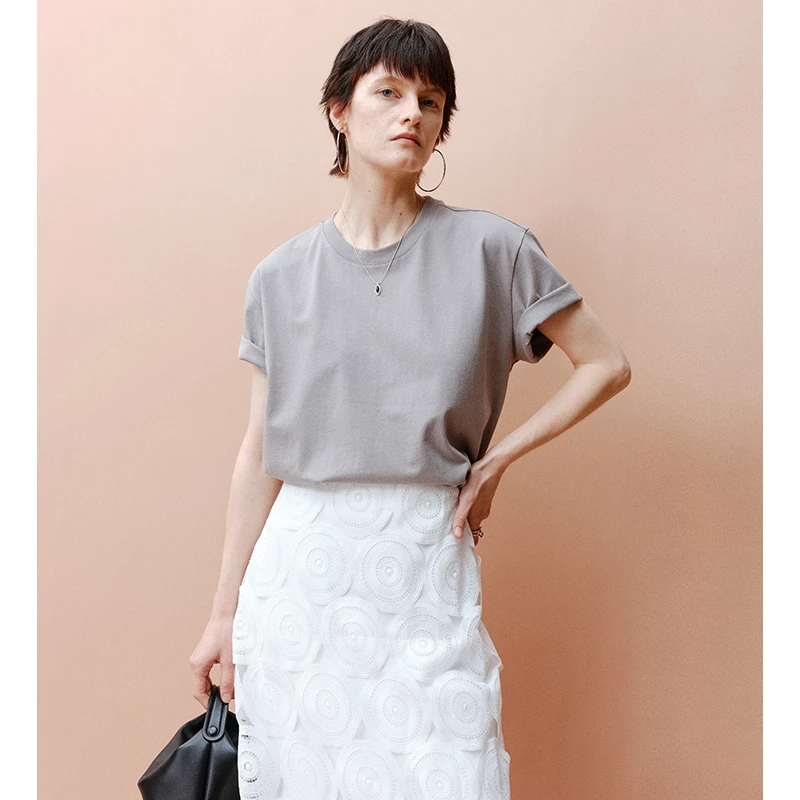 INFFTRU |【北欧格雷T】皮牌低绒针织经典圆领T恤