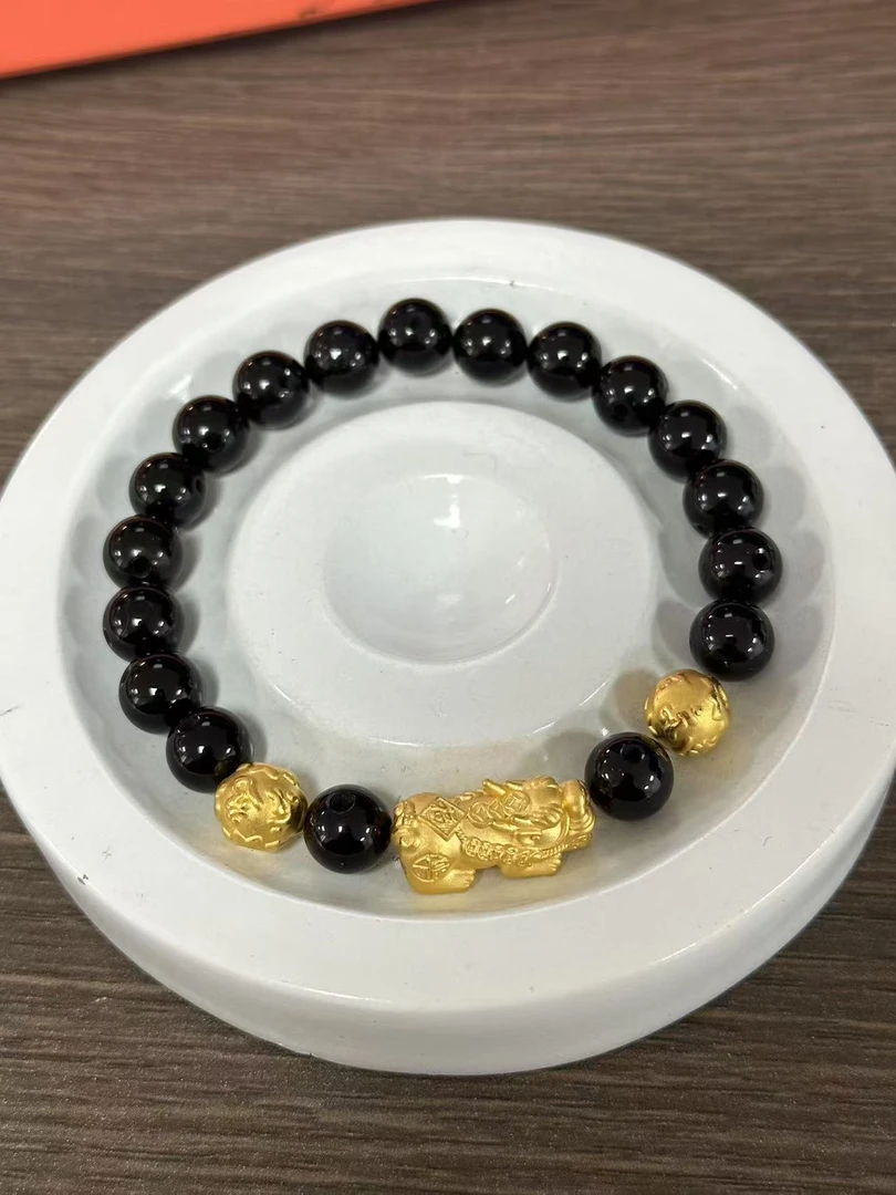 【足金999】卡8转运珠+黄金貔貅