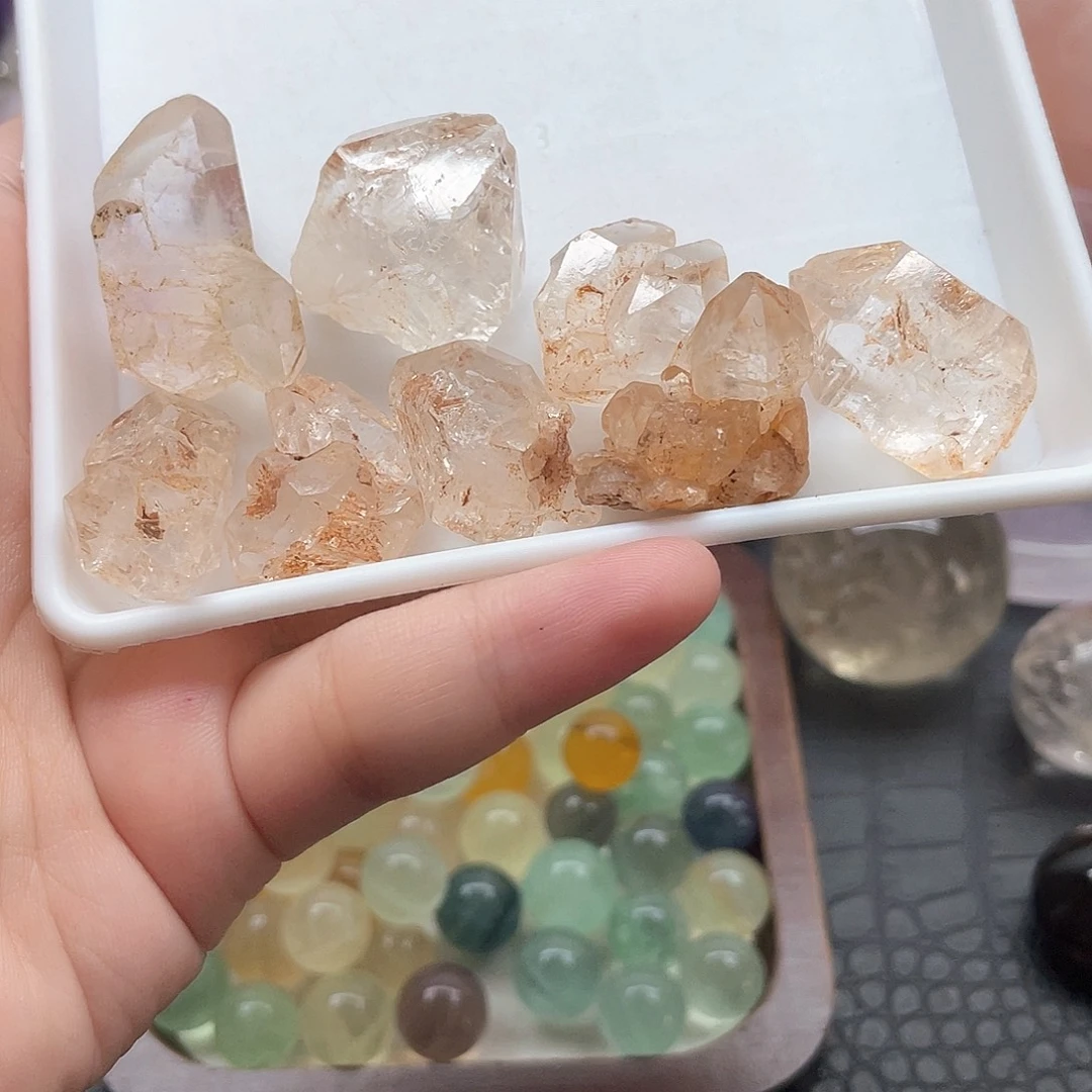 珠宝半成品紫晶未镶嵌5红泥骸骨带油