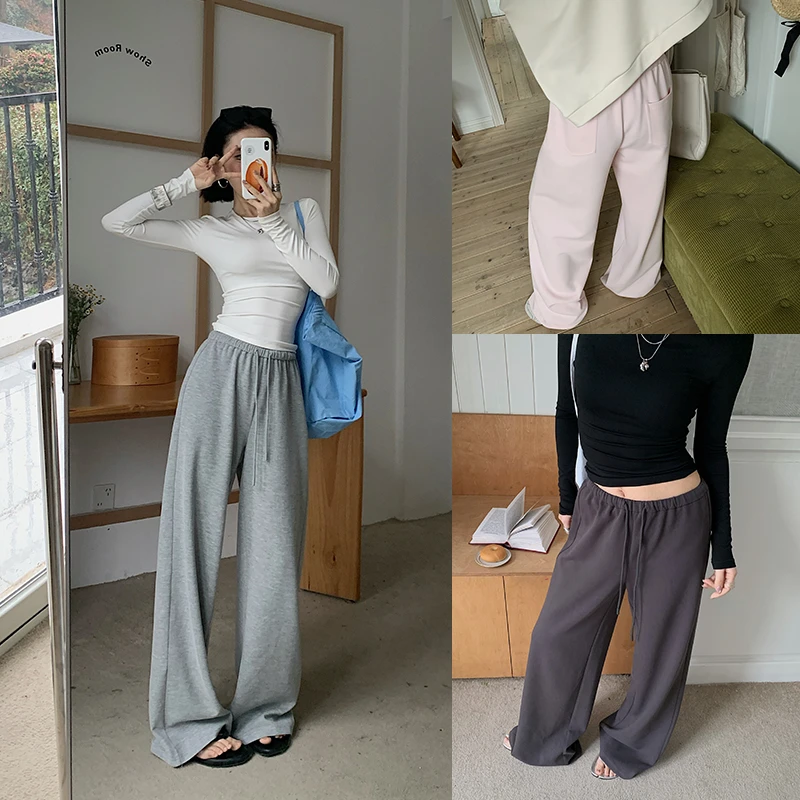 十三粥私服 氧气裤 阔腿宽松显瘦高腰百搭休闲垂坠感彩色卫裤