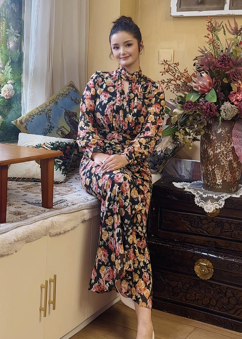 法式新款雪纺长裙气质显瘦收腰绝美高级感（2501#）