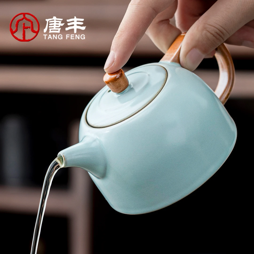 唐丰天青汝窑茶壶泡茶茶道家用功夫茶壶一人饮小壶个人专用喝茶