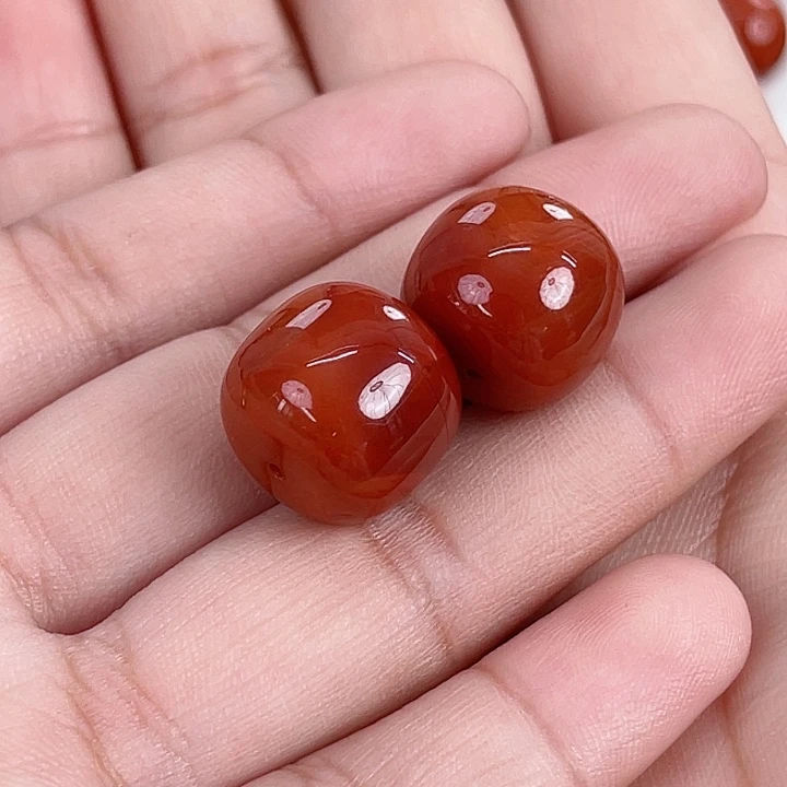 南红玛瑙未镶嵌瓦西柿子红老型单珠15（多样式发其一）