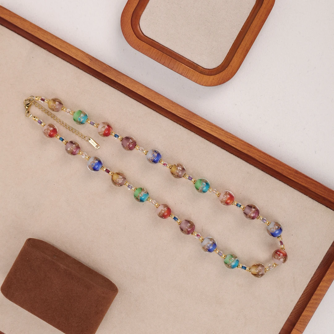 合金项链 LZ1749 彩色糖果琉璃项链46cm