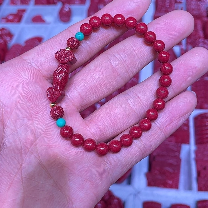 天然辰砂紫金砂如意手链一条