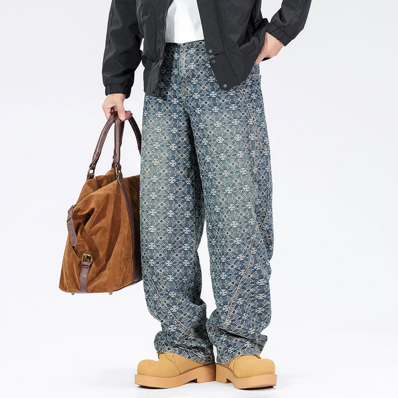 新款美式高街宽松弯刀潮流时尚休闲中性风穿搭嘻哈轻奢潮牌男装