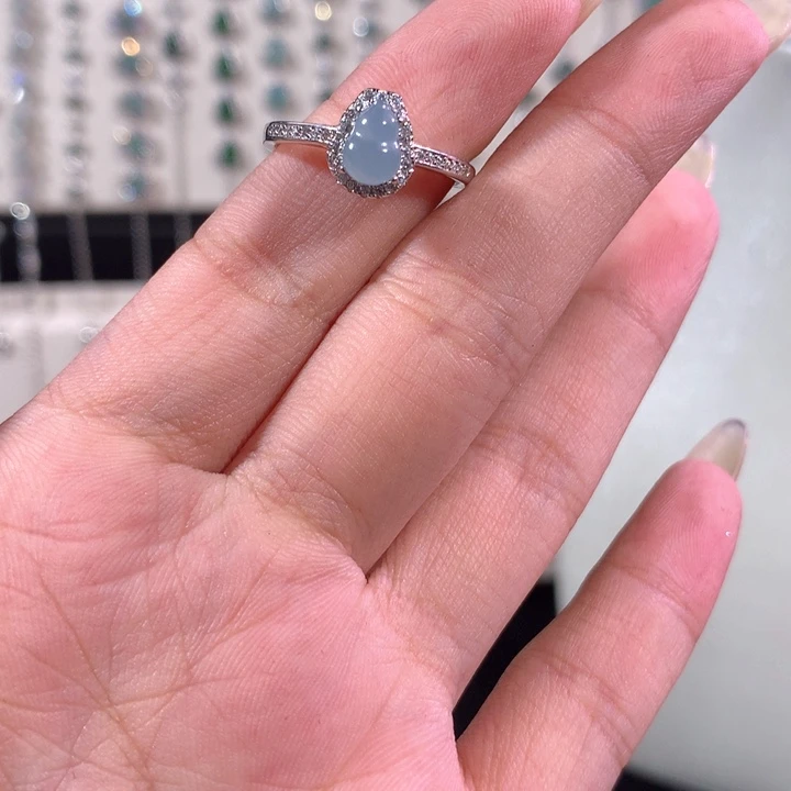 翡翠戒指银S925镶嵌314蓝