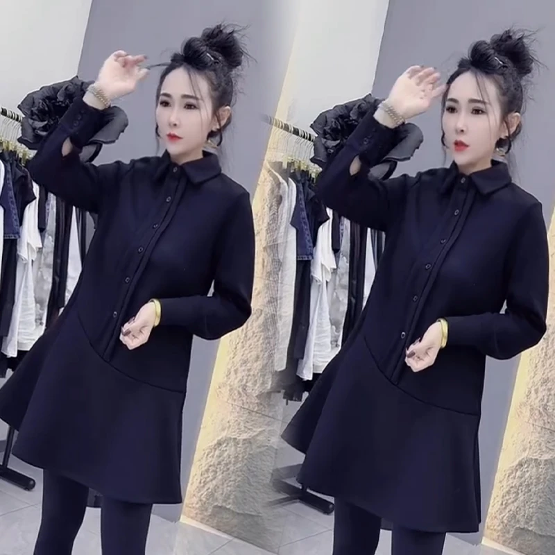 2025秋冬新款时尚显瘦气质网红高档洋气女高级百搭宽松大码连衣裙