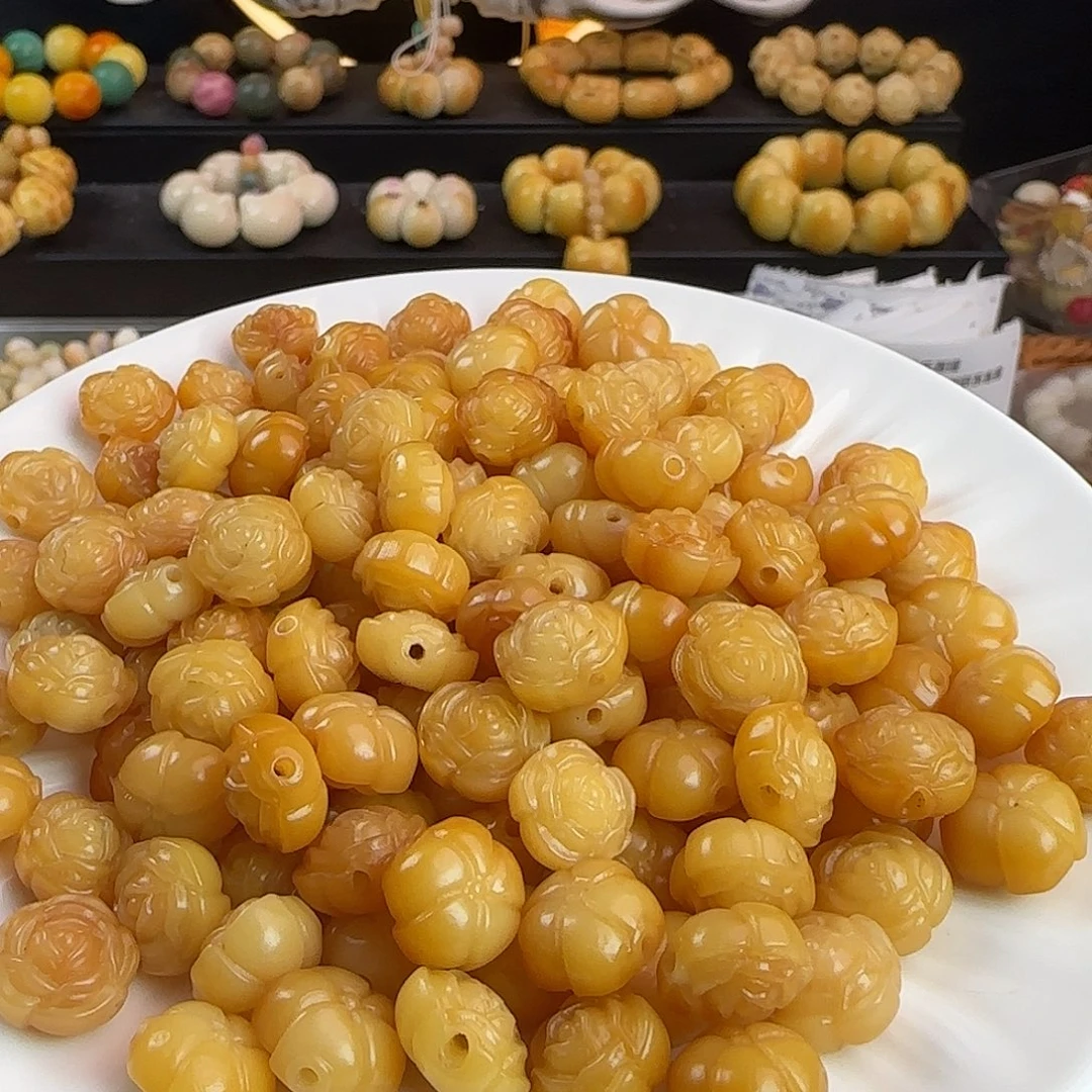 手串菩提根/象牙果卡13金灿灿山茶花20颗➕18颗备珠