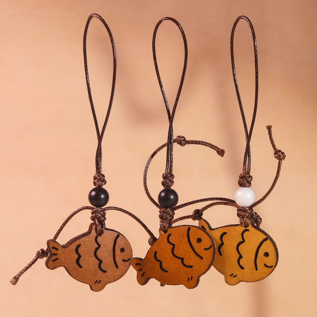 黑檀葫芦小鱼手机挂 AX134 多样性发一 颜色微差