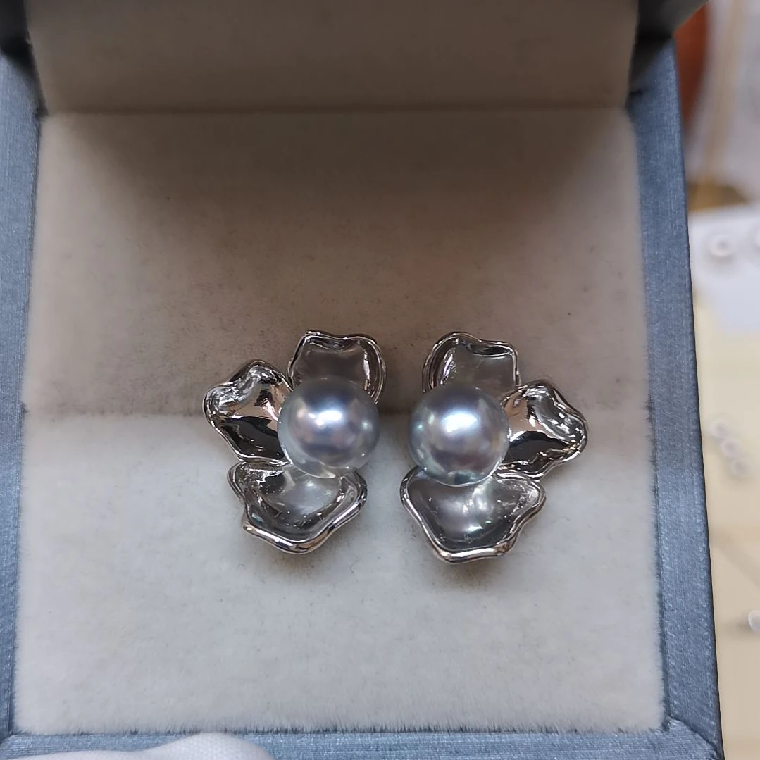 野***木耳饰海水珍珠银S925镶嵌