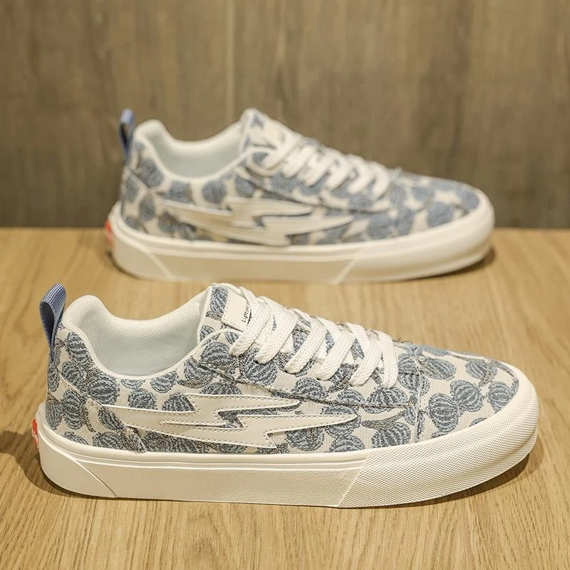 夏季男鞋透气板鞋时尚软底帆布鞋男款软底休闲潮鞋百搭设计感鞋子