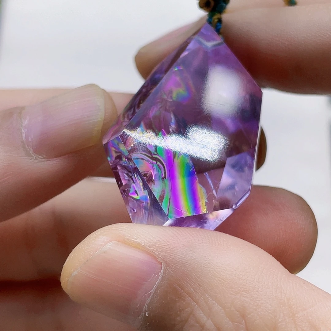 未镶嵌水晶颈饰天然紫水晶七彩原石吊坠