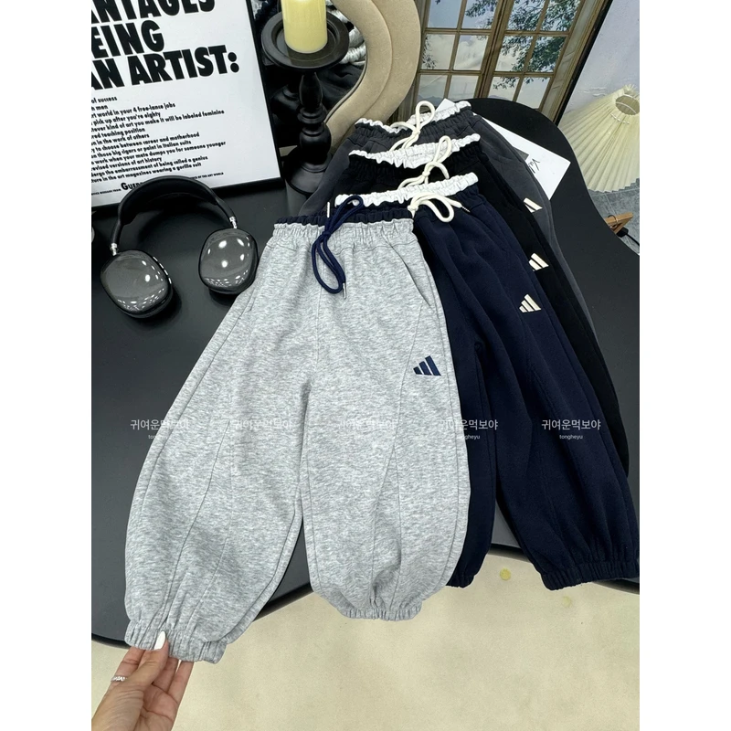 秋./【设计感十足】儿童刺绣符号休闲卫裤4603