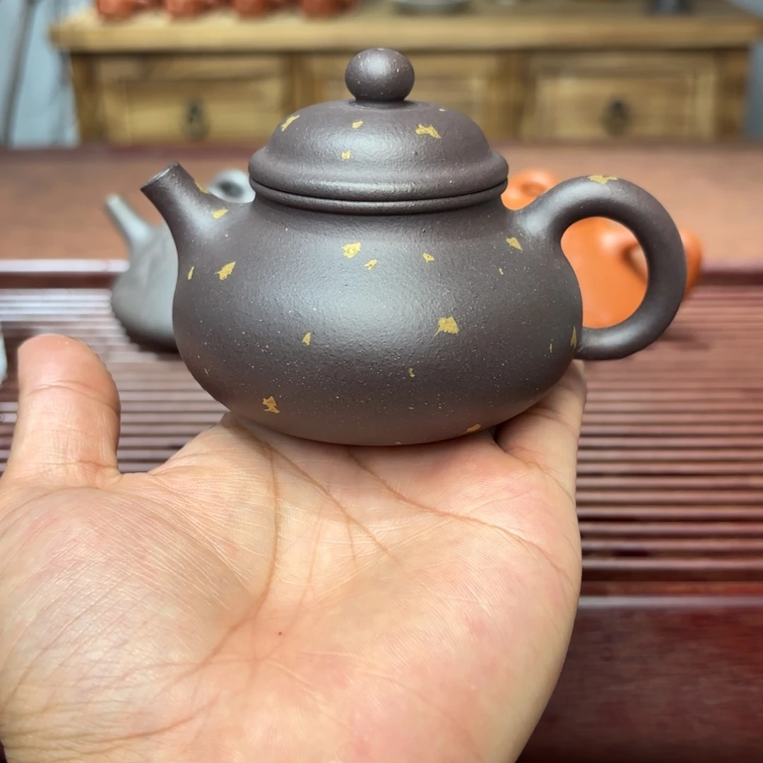 茶壶紫砂容天150毫升天青 洒金