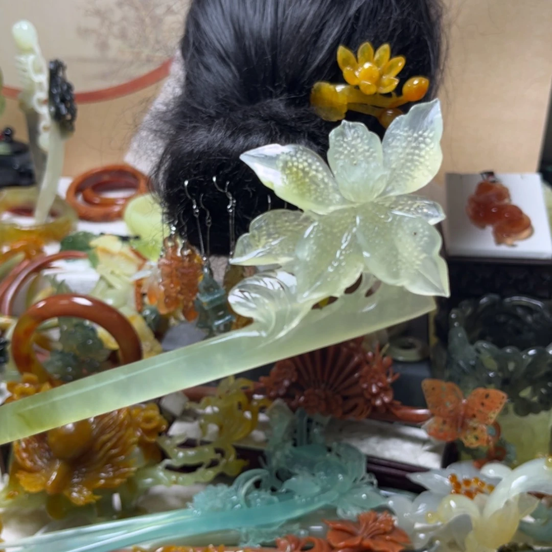 【闪购商品】蛇纹石玉合金发饰