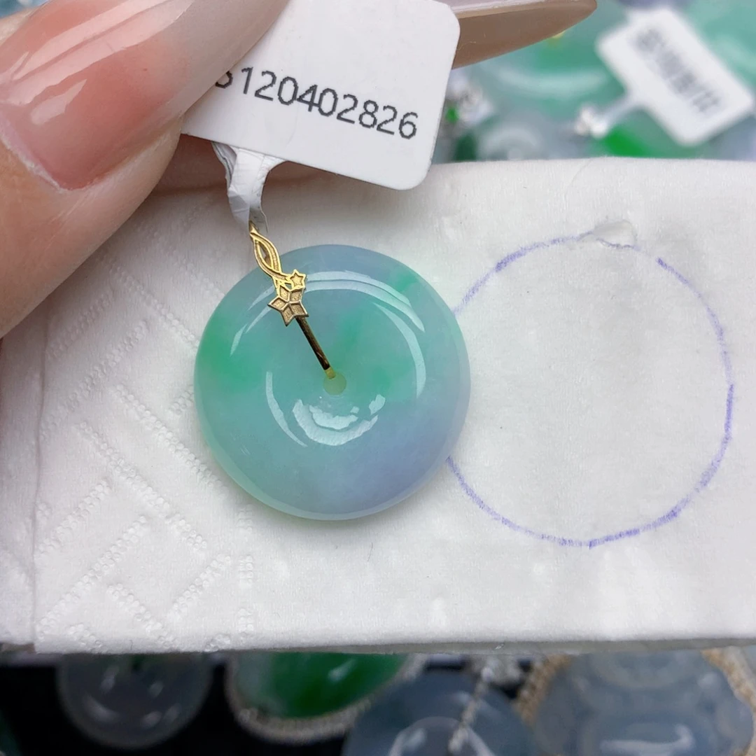 翡翠18K金镶嵌颈饰天然缅甸翡翠a货百元以上9元证书费自理