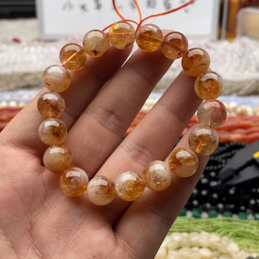 玛瑙/玉髓未镶嵌珠宝半成品一条装卡10mm蜂蜜奶盖圆珠