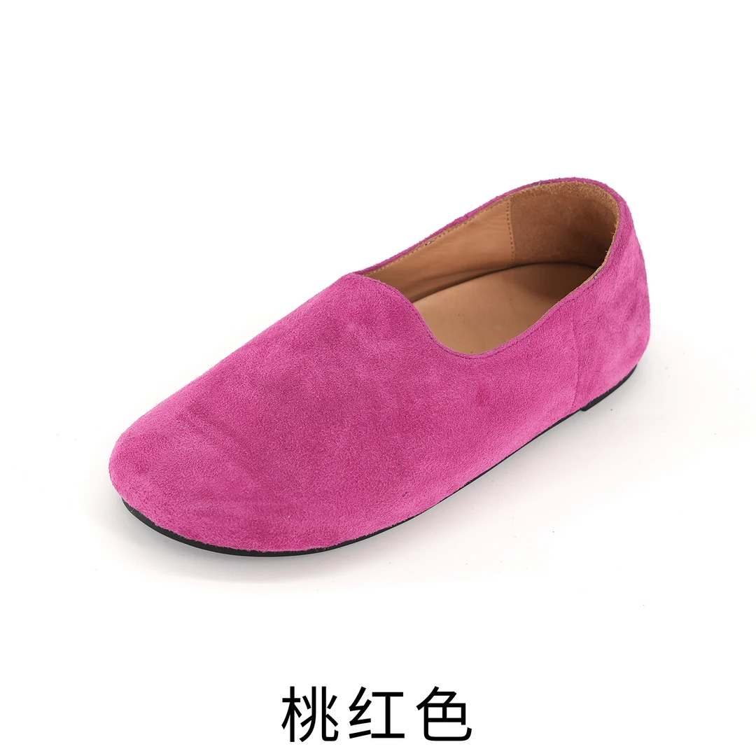 【小刚懂鞋】2025夏季新款彩色真皮奶奶鞋平底鞋浅口女士单鞋1618-1