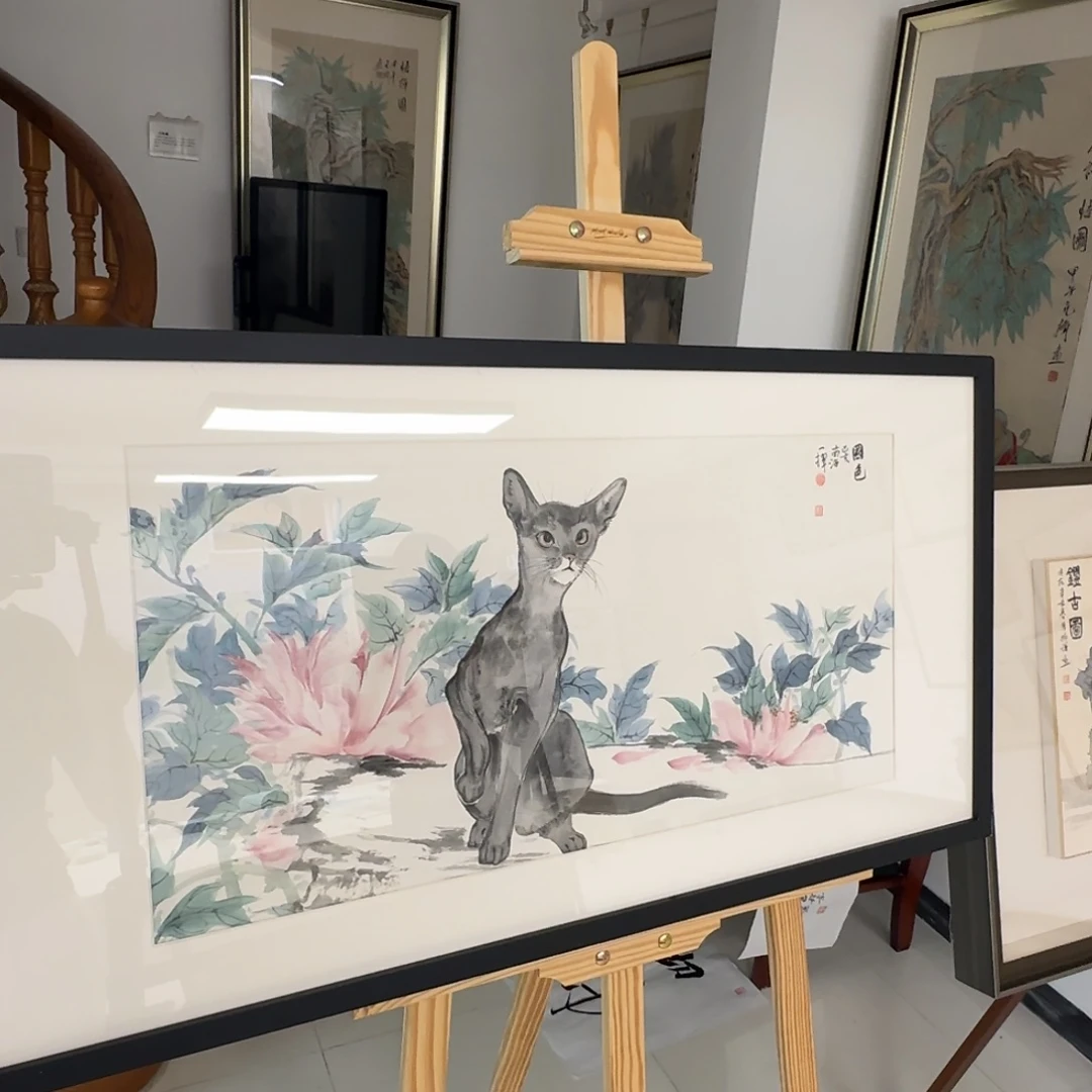 国画柳谦 阿比猫 国画