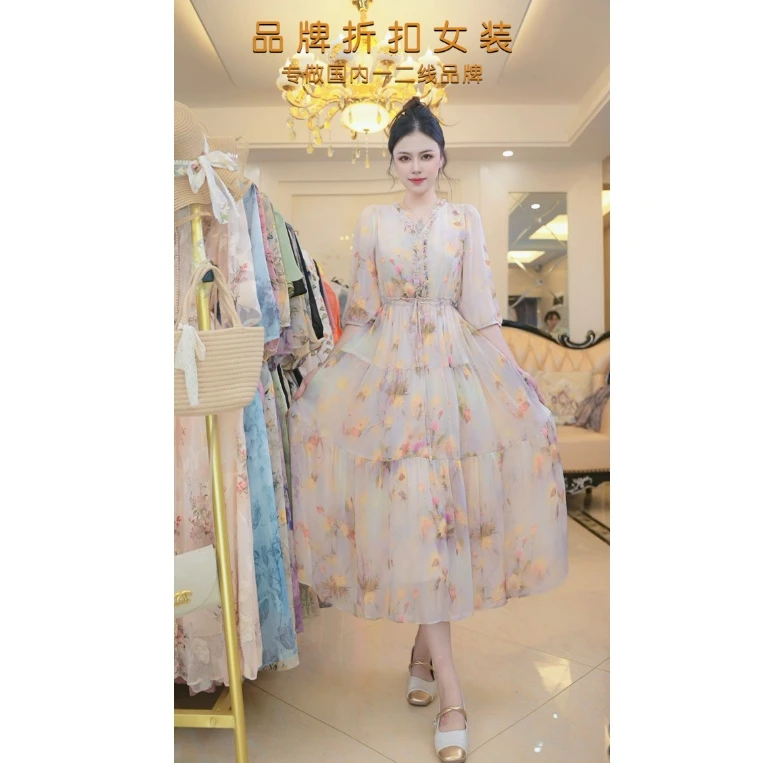 【当天发+运费险】气质时尚收腰显瘦印花款裙碎花重磅连衣裙MO642