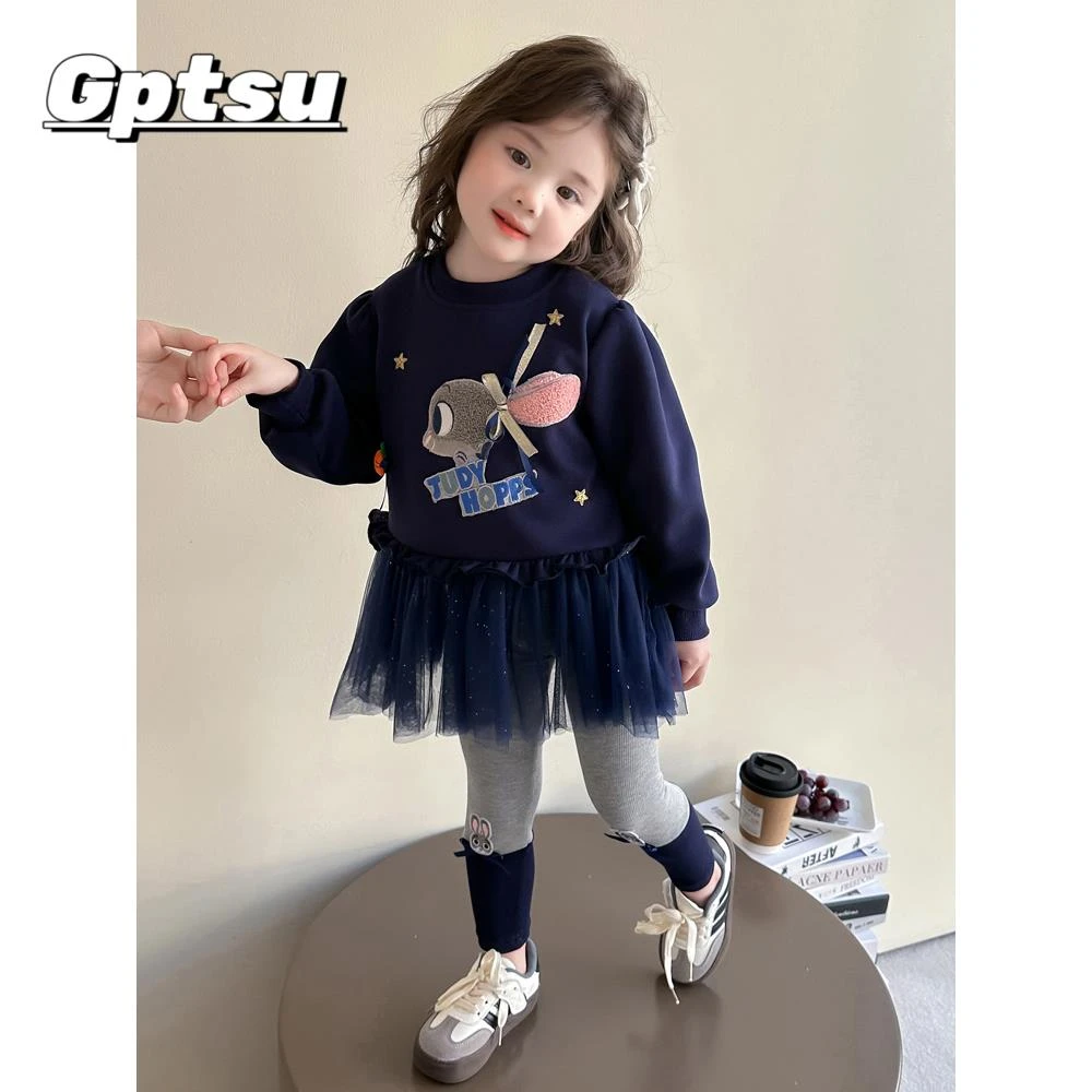 GPTSu炸街女童套装秋季2025新款洋气时髦儿童装女宝宝兔子两件套