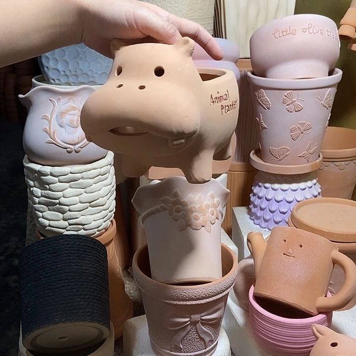 20×15手工河马盆 粗陶1个