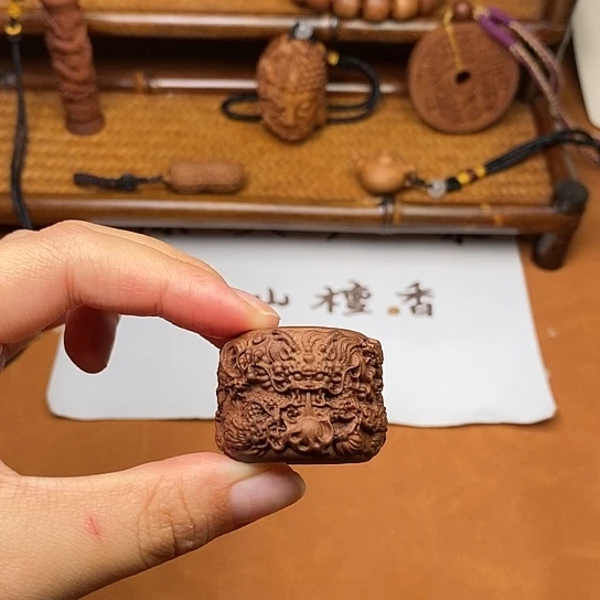 檀香木手串/手链九龙戏珠扳指