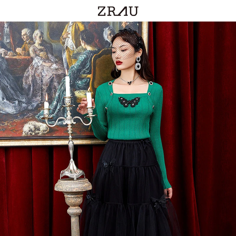 【达人专属】V领长袖针织衫女简约修身针织衫91050411120