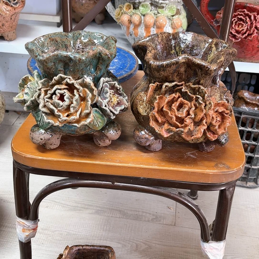 泥塑墨*恩古镇炻陶花盆