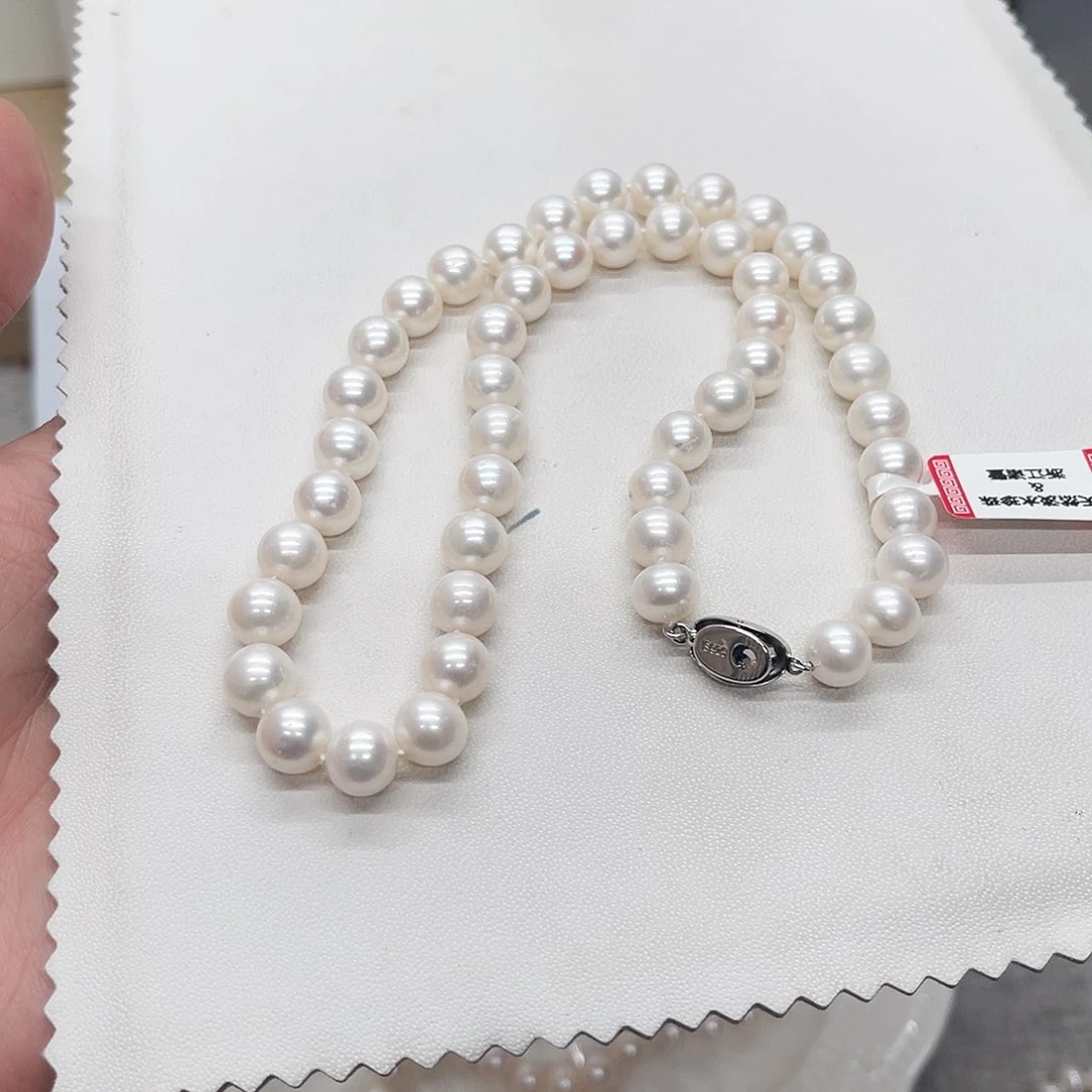 淡水珍珠项链银S925镶嵌9mm正圆款
