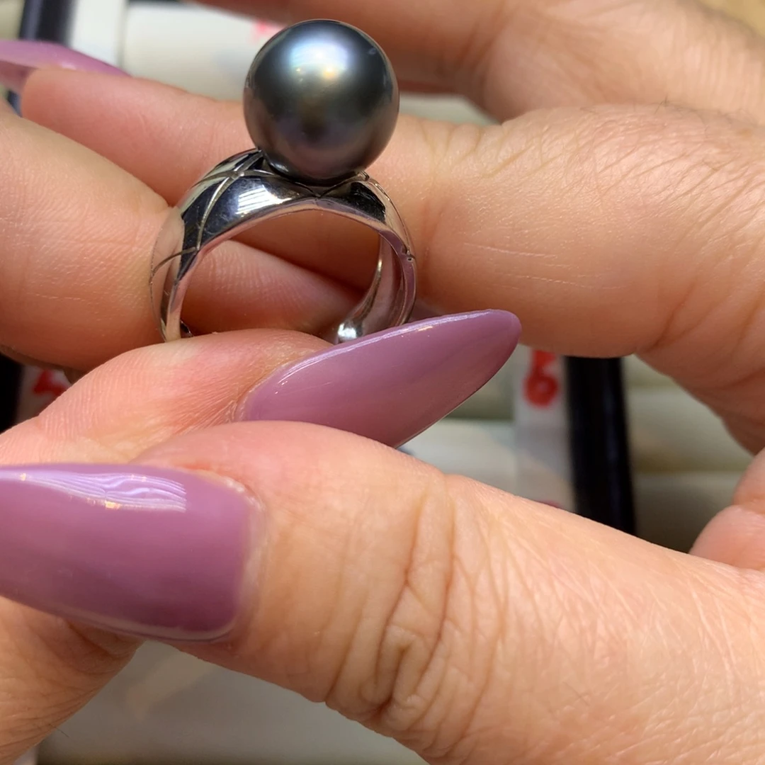 银S925镶嵌戒指海水珍珠