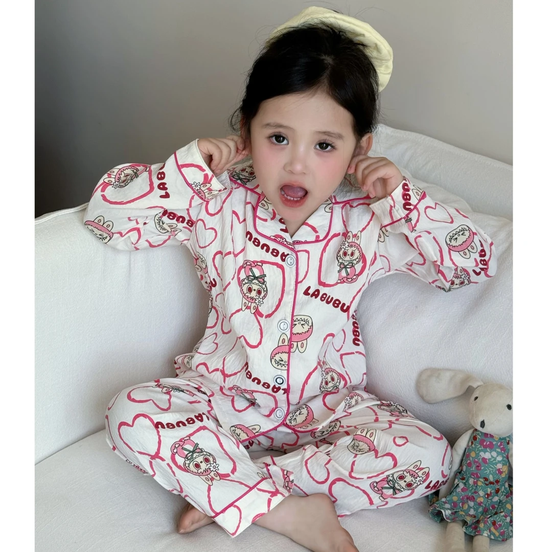 韩版女童睡衣春秋款儿童长袖女孩中大小童卡通可爱洋气家居服套装
