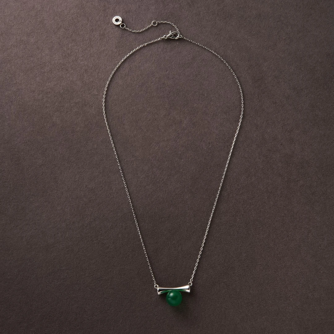 铜合金吊坠 FOR DAYS绿色竹节平衡木吊坠项链耳环套装