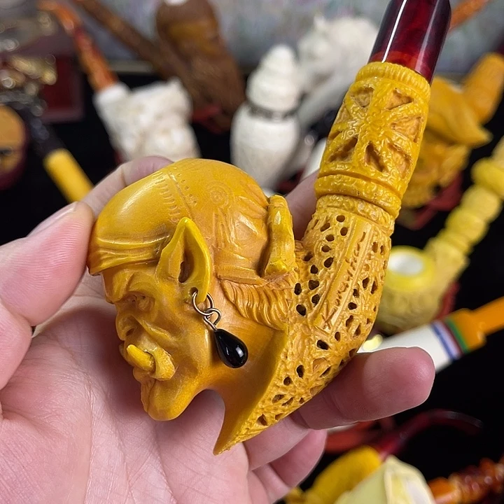 海泡石烟斗大号兽人雕刻000