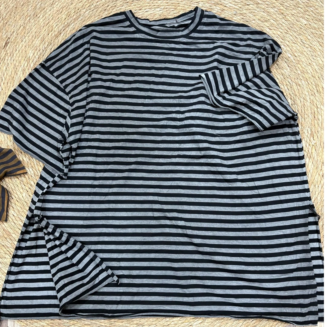 兔子窝春季新款薄款宽松两边开叉短袖