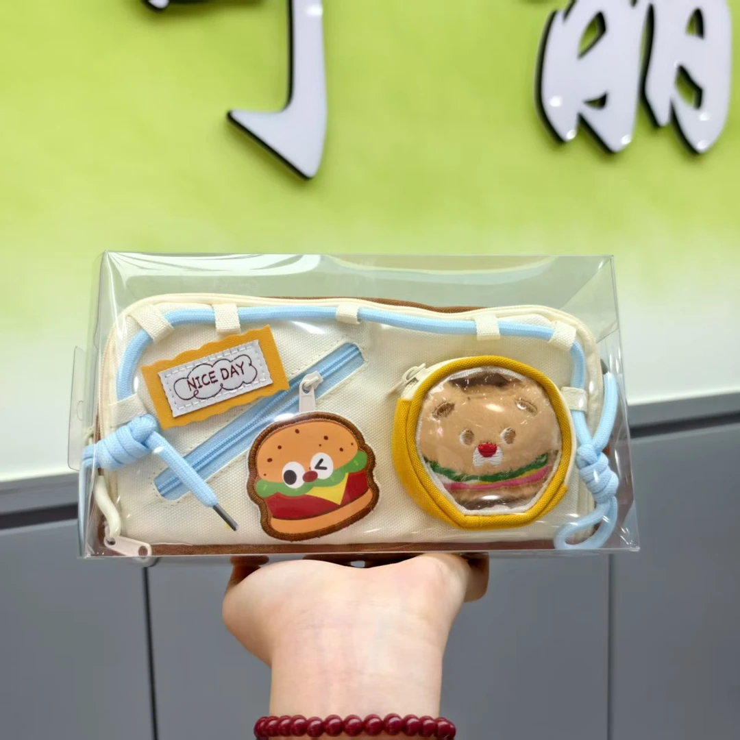 美味食物魔术贴笔袋（红苹果+奶茶+汉堡）3款各2个 共6个