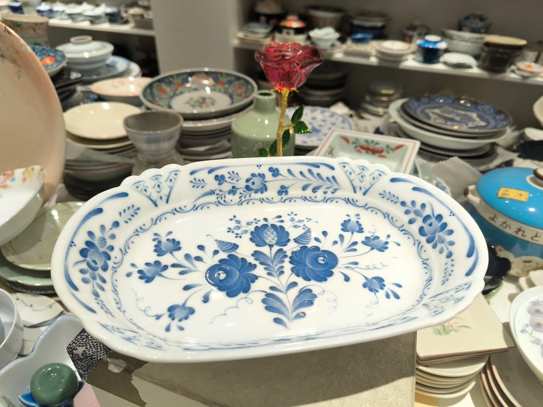 ？青花釉下彩椭圆 深盘