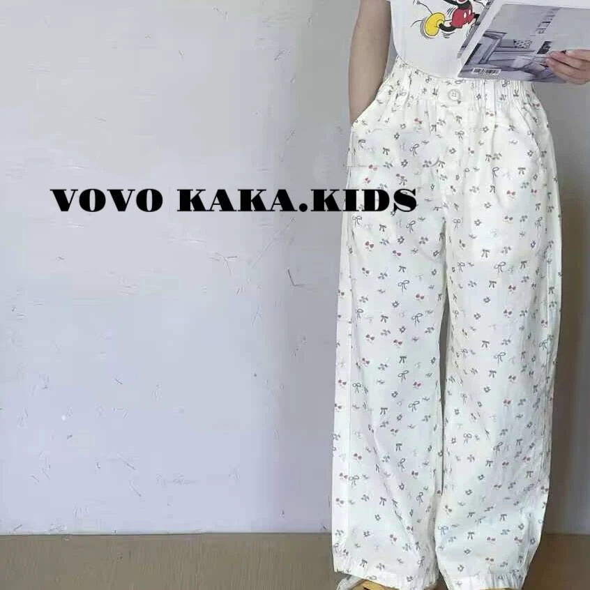 【VOVO品牌店】2025夏季新品女童韩版蝴蝶结工装长裤 V52040108