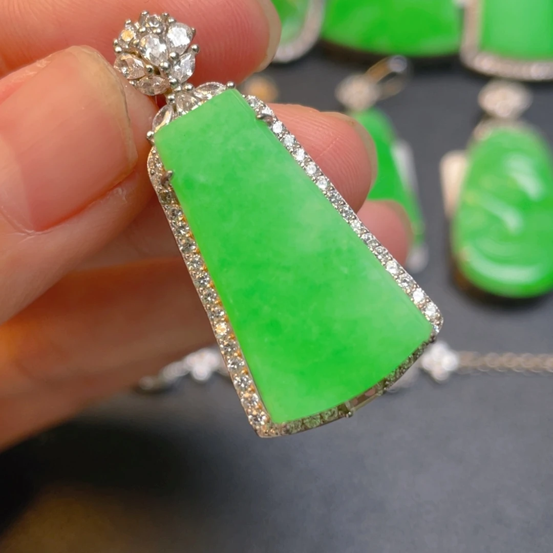 翡翠银S925镶嵌吊坠(不含链)