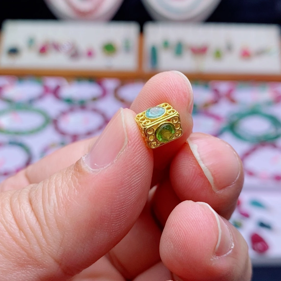 吊坠(不含链)银S925镶嵌碧玺魔盒