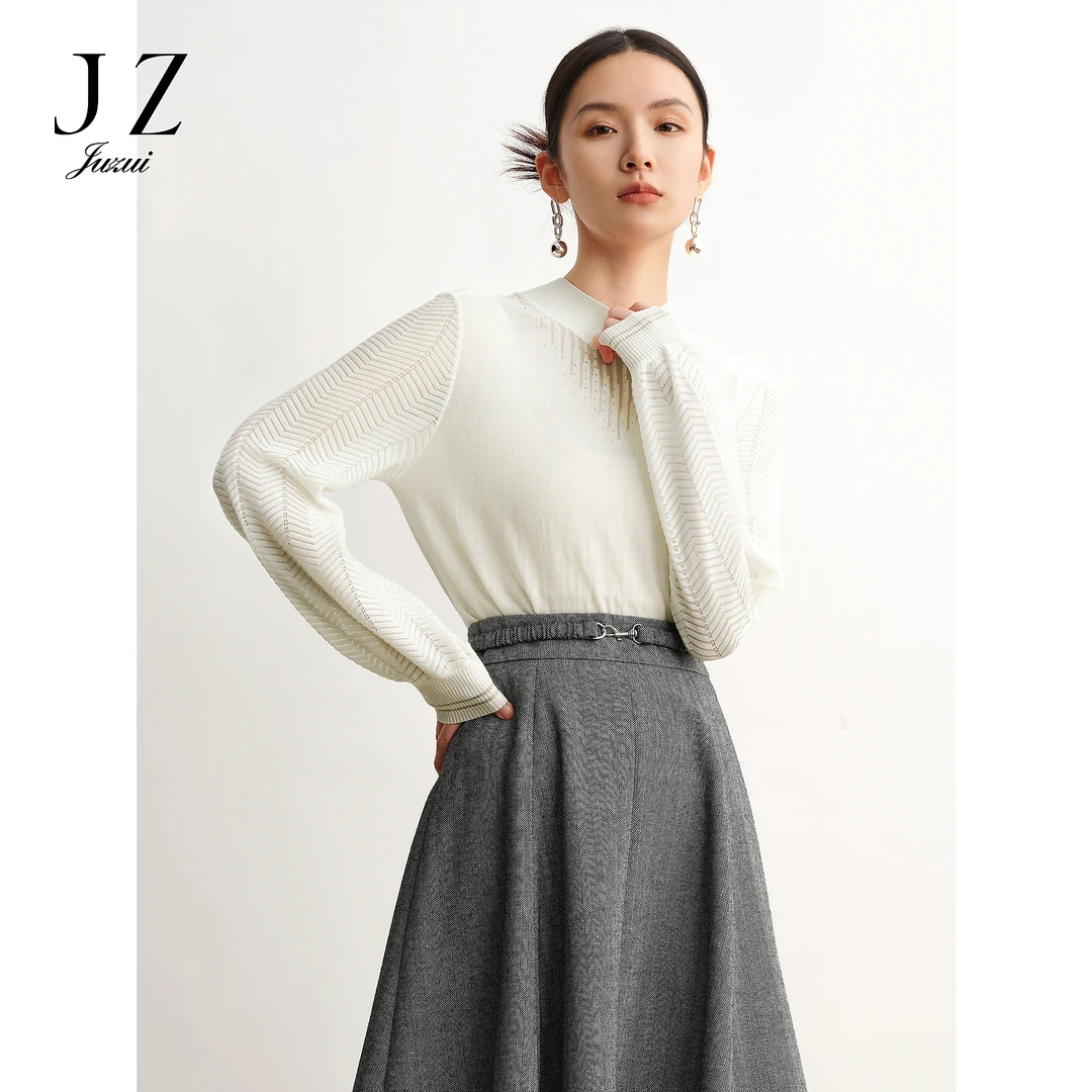 【尚雅专属】商场同款JZ玖姿JWDQ31033气质日常镂空烫钻毛衫女秋款